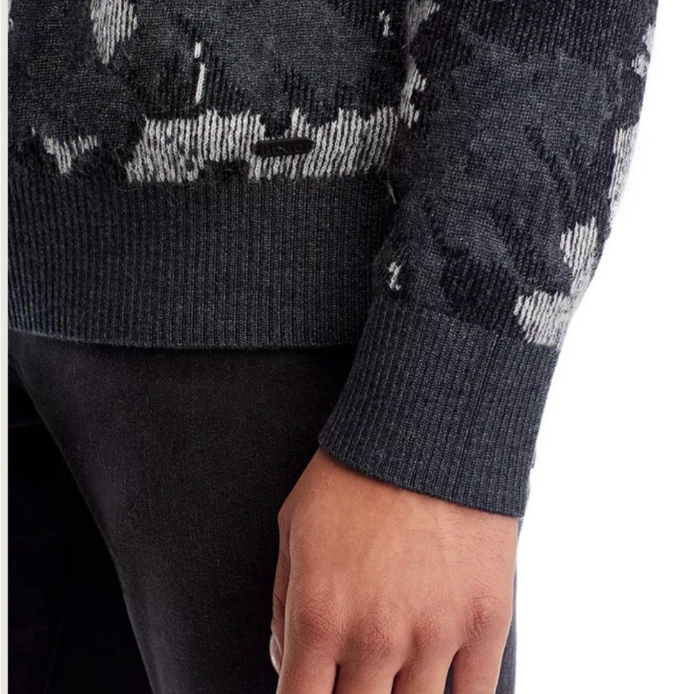 HUGO BOSS Wool-blend Oversize Fit Sweater Seasonal Jacquard In black & dark grey - Picture 7 of 10